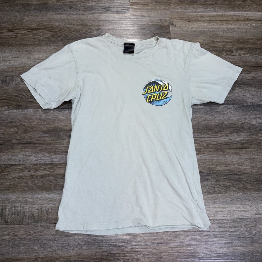Santa Cruz Wave Dot Shirt Mens Small Light Teal Spell-Out Logo Wave-Runner
